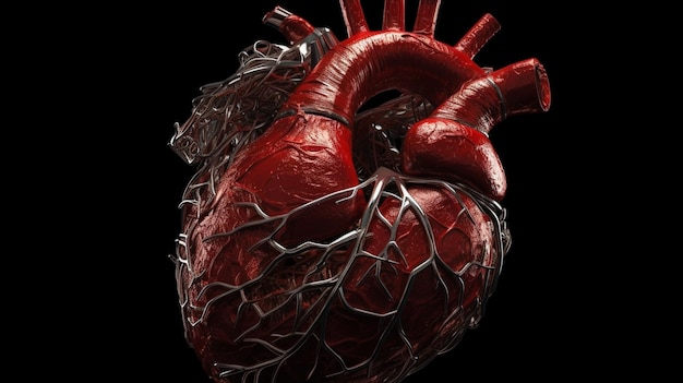 A heart with a black background and a black background.