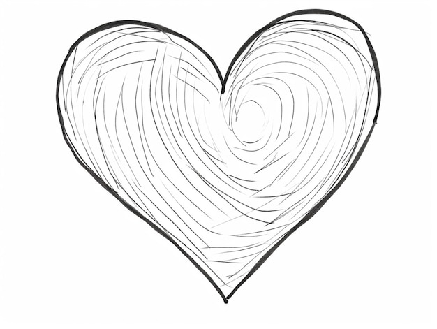 A heart with a black outline and the word love on it.