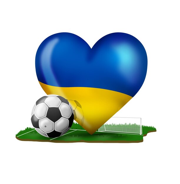 Photo a heart with a blue heart and a soccer ball