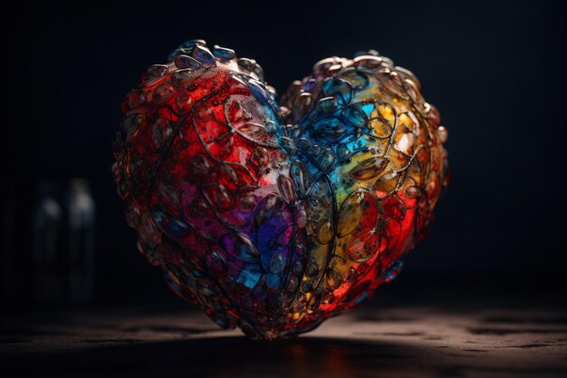 Photo a heart with a blue and red tint