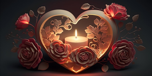 A heart with a candle in it