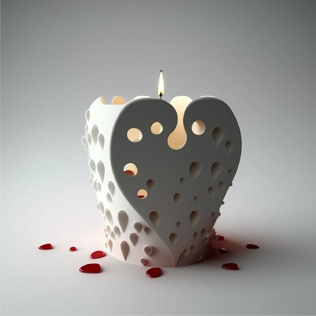 Heart with candle for valentines day, Generative AI