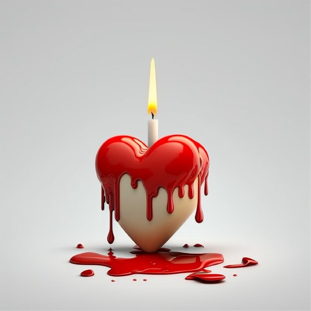 Heart with candle for valentines day, Generative AI