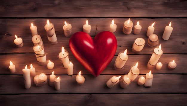 a heart with candles and a heart symbol of love