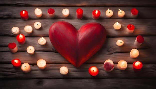 Photo a heart with candles and a heart symbol of love