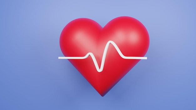 Photo heart with cardiogram on blue background world heart day health concept