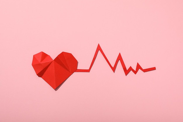 Photo heart with a cardiogram on a light background