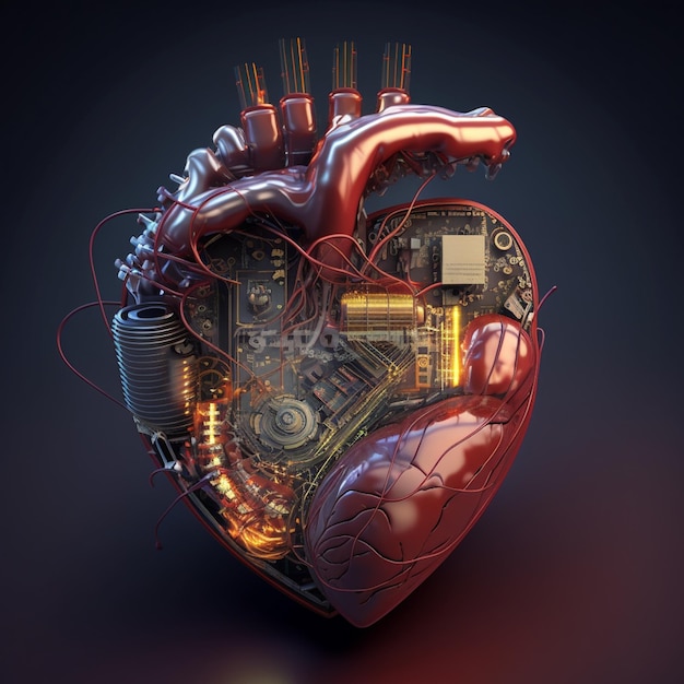 A heart with a circuit board in it