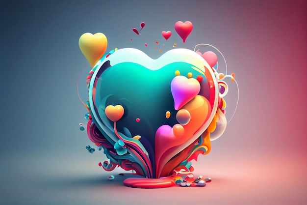 A heart with colorful hearts on it