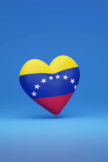 Heart with the colors of flag Venezuela 3d illustration