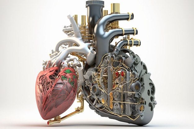 Heart with engine AI technology generated image