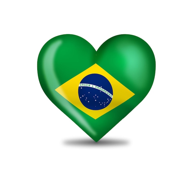 ブラジルの国旗を3Dで描いたハート