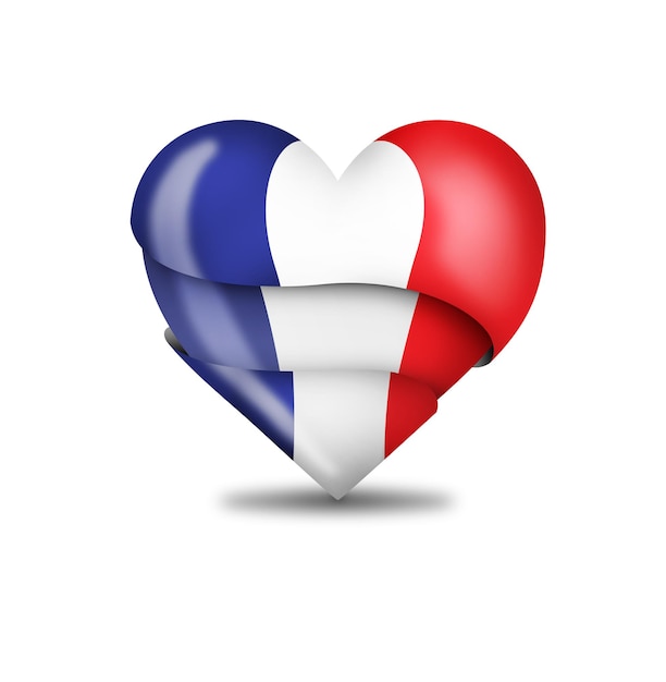 Heart with the flag of France in 3D