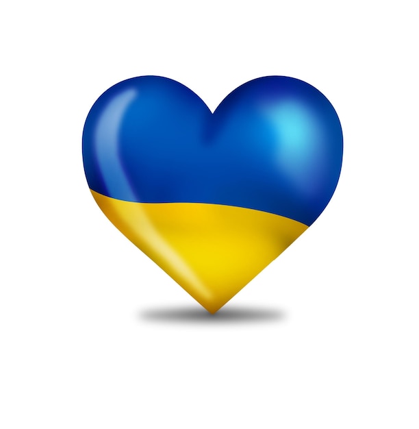 Heart with the flag of ukraine in 3D