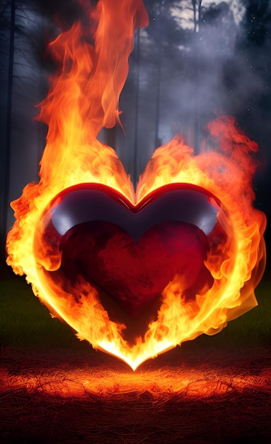 A heart with a flame on it