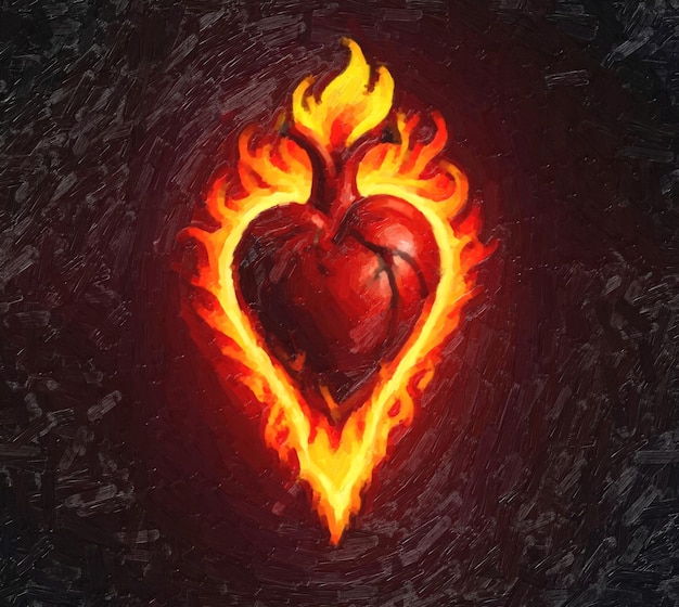 Photo a heart with flames and a heart in the middle