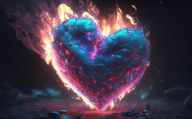 A heart with flames on it