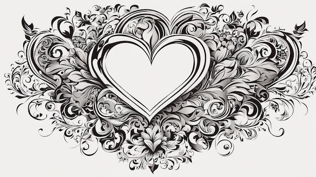 a heart with a floral pattern on the wall