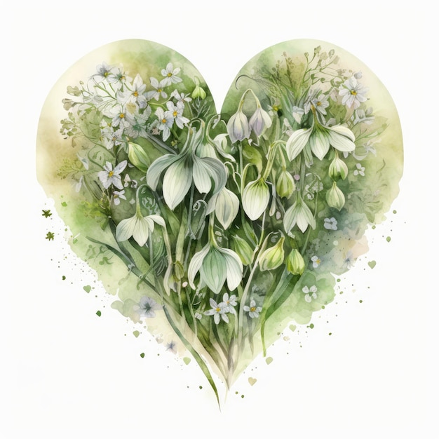 A heart with flowers and leaves on it