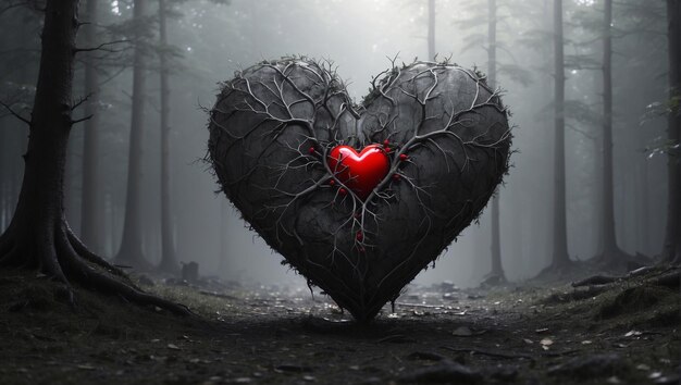 heart with a forest