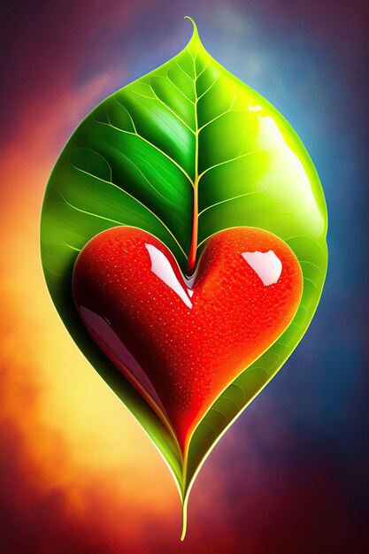 Heart with leaf