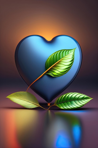 Heart with leaf