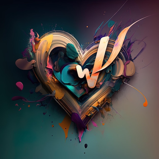 A heart with the letter v on it