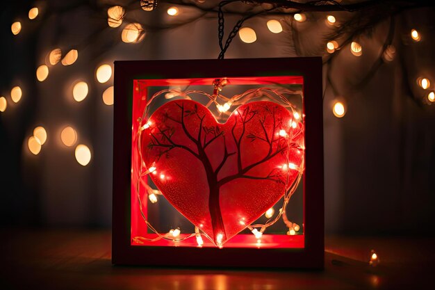 Heart with lights for Christmas decoration Warm indoor light Generative AI