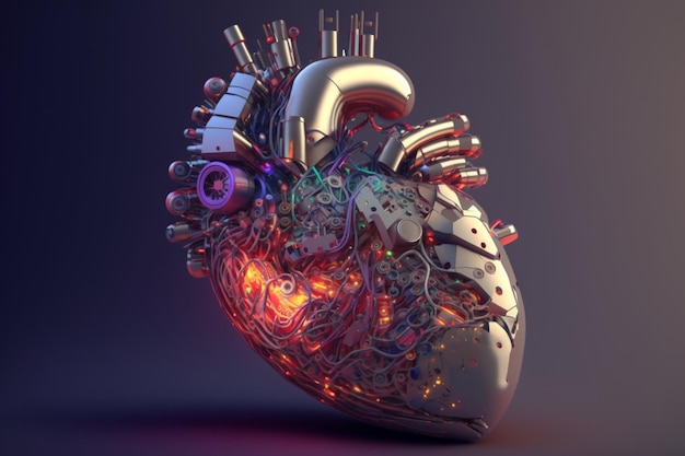 A heart with a lot of wires and wires