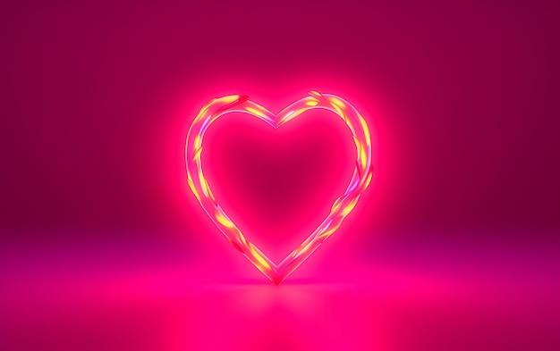 A heart with neon lights on it