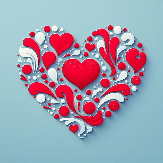 Photo heart with ornaments on a blue background