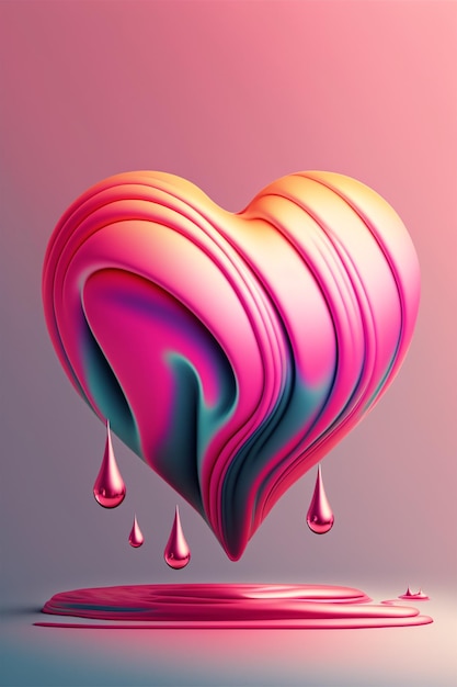 A heart with a pink and blue color