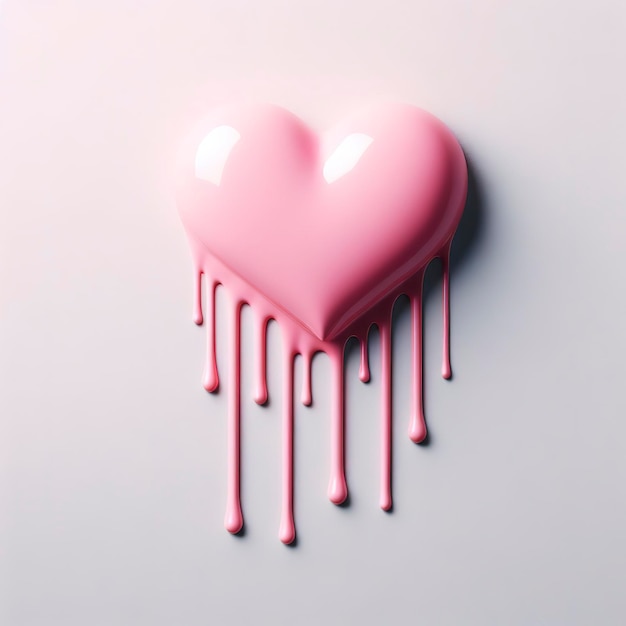 Heart with pink paint dripping Minimal love concept