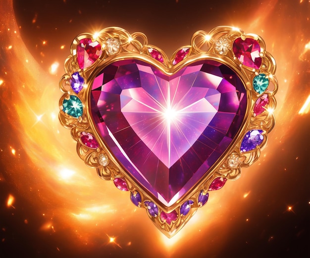 A heart with a purple gem in the middle