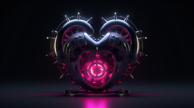 A heart with a purple light on it