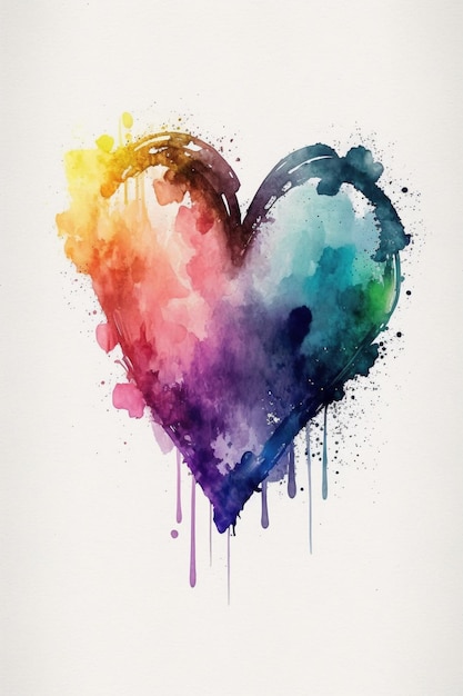 A heart with a rainbow colored background.