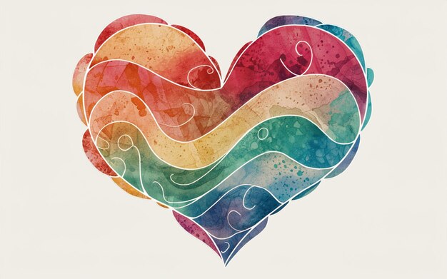Foto un cuore con un arcobaleno dentro