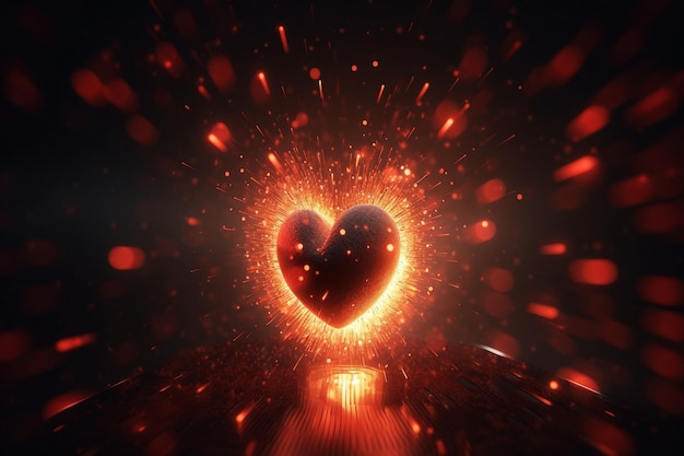 A heart with sparks in the background