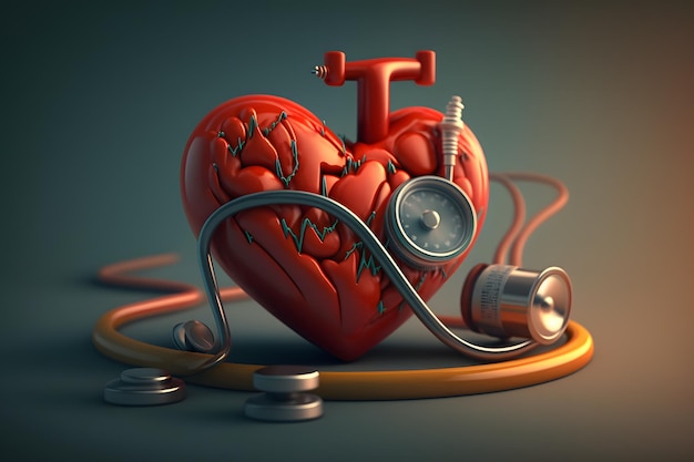 A heart with a stethoscope and a stethoscope on it