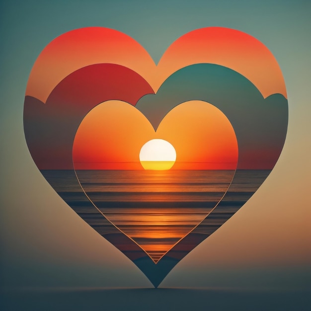 Photo heart with sunset in it