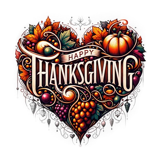 Photo heart with text happy thanksgiving