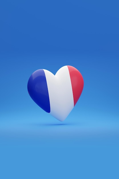 Сердце с цветами флага франции 3d иллюстрация
