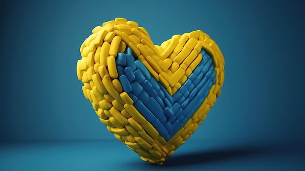 Heart with ukraine flag vector symbol illustration Generative Ai