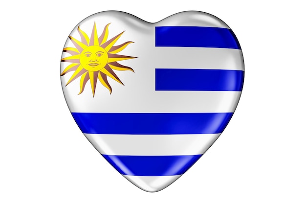 Heart with Uruguayan flag 3D rendering