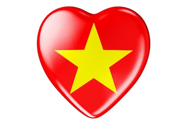 Photo heart with vietnamese flag 3d rendering