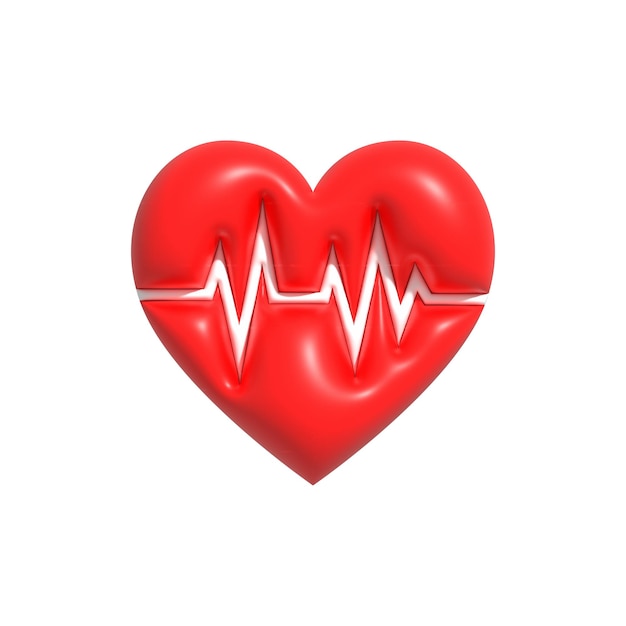 Heart with white pulse line inside heartbeat wave icon