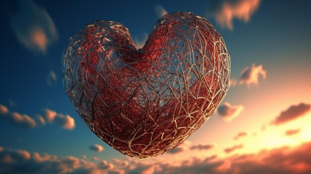 Heart with wire in the skygenerative ai