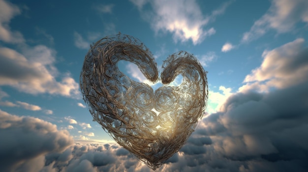 Heart with wire in the skygenerative ai