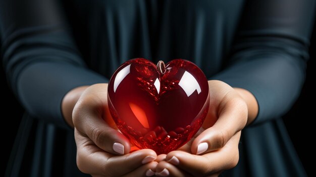 Photo heart on your hands isolated on maroon