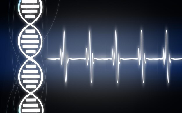 Heartbeat cardiogram with DNA strand